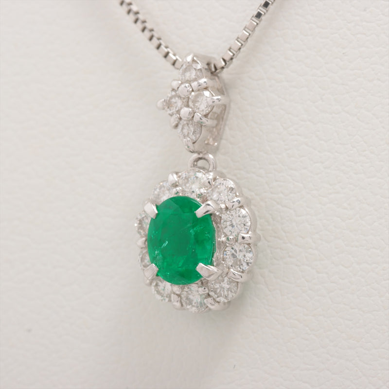 Necklace Emerald 0.43 ct Diamonds 0.31 ct Pt900 & Pt850 4.1g