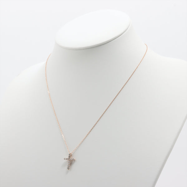 Necklace Cross Diamonds 0.50 ct Pink Gold 18ct 2.1g