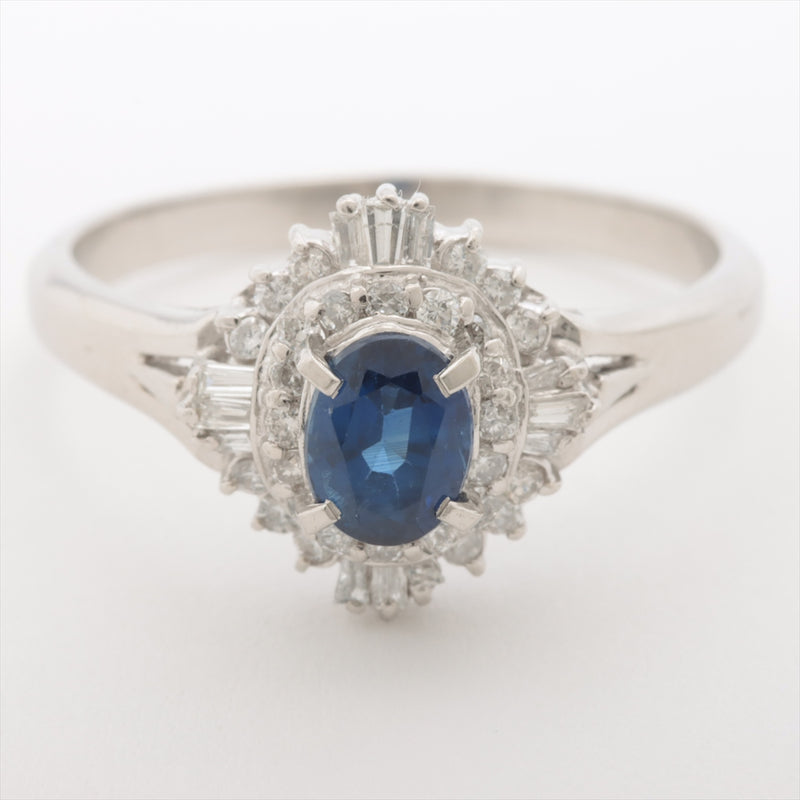 Ring Sapphire 0.92 ct Diamonds 0.35 ct Pt900 5.4g