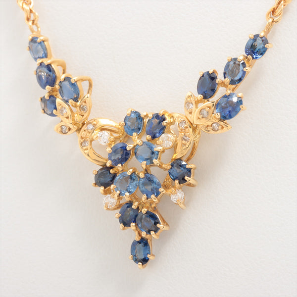 Necklace Blue Sapphire 3.66 ct Diamonds 0.17 ct Yellow Gold 18kt 6.9g