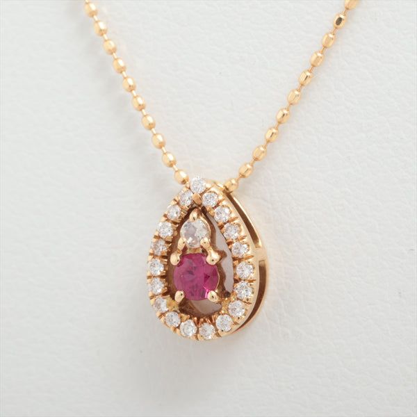 Necklace Ruby 0.11 ct Diamonds 0.11 ct Yellow Gold 18kt 2.4g