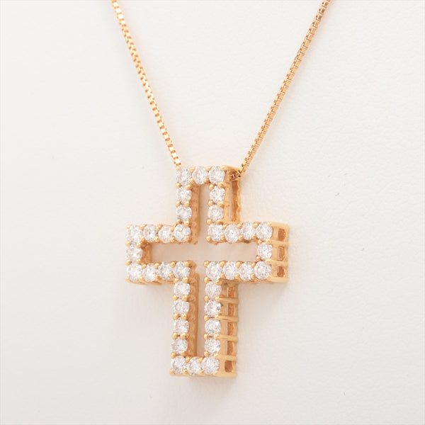 Ожерелье Крест Бриллианты 0,50 ct Розовое золото 18ct 2,1g