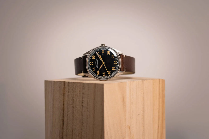 ELKA X01-0801 Automatic Black Dial & Brown Leather
