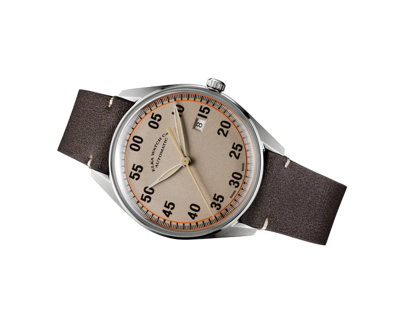 ELKA X02-0802 Automatic Khaki Beige Dial & Brown Leather