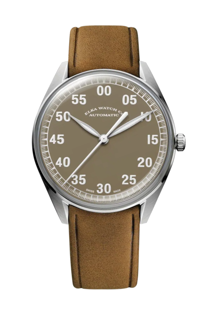 ELKA X15w-0804 Automatic Khaki Green Dial & Cognac Leather