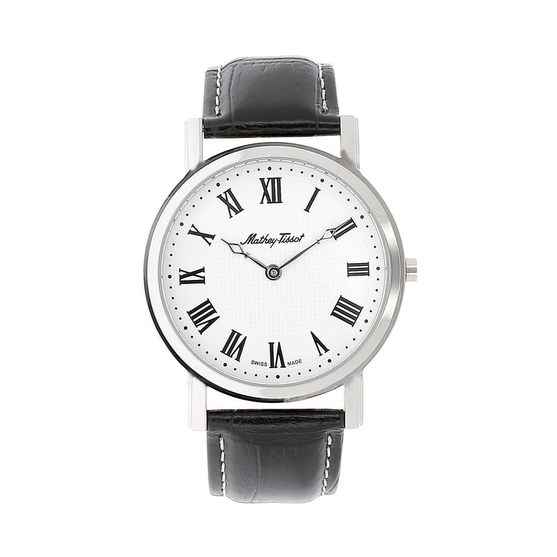 Mathey-Tissot City No Date Stainless Steel / Black Leather & White Dial H611252ABR