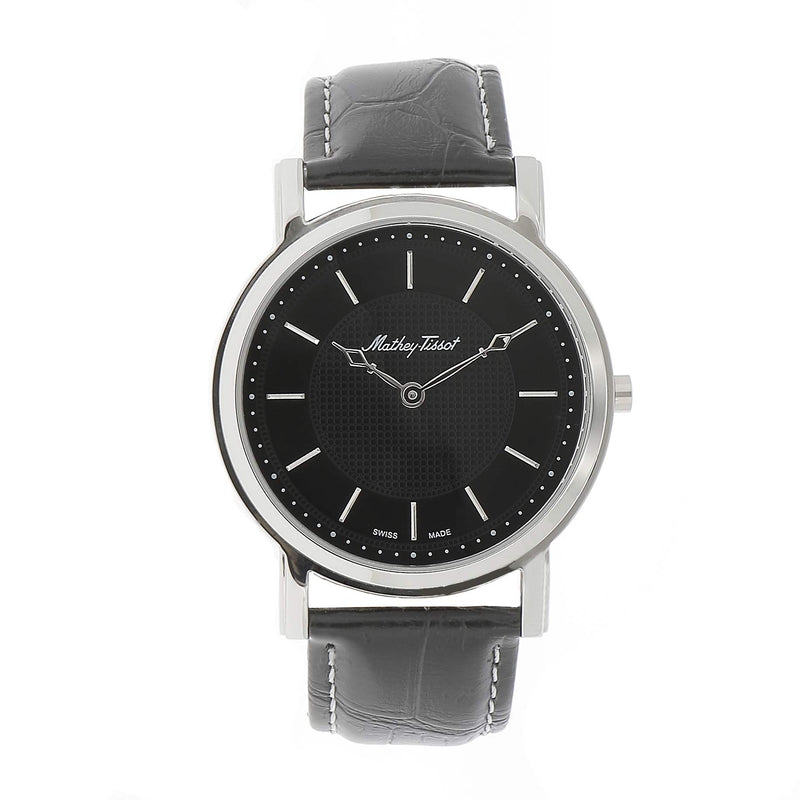 Mathey-Tissot City No Date  Stainless Steel / Black Leather & Black Dial H611252AN