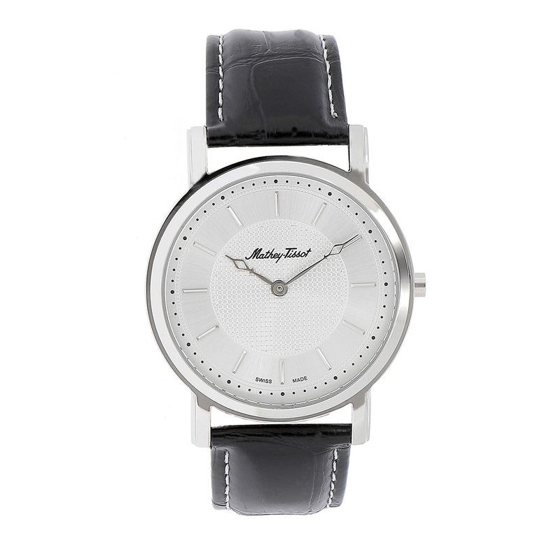 Mathey-Tissot City No Date Stainless Steel / Black Leather & White Dial H611252AS