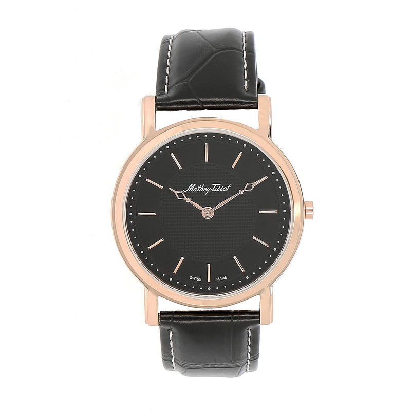 Mathey-Tissot City No Date Rose Gold / Black Leather & Black Dial H611252PN