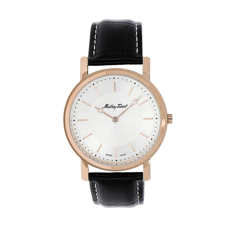 Mathey-Tissot City No Date Rose Gold / Black Leather & White Dial H611252PS