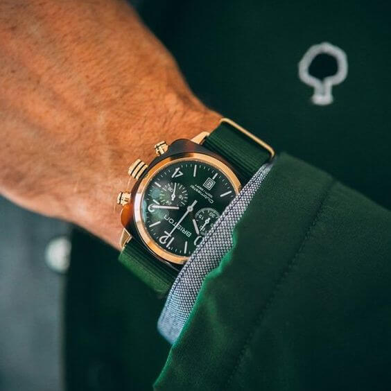 Briston Clubmaster Classic - Chrono - Gold - British Green