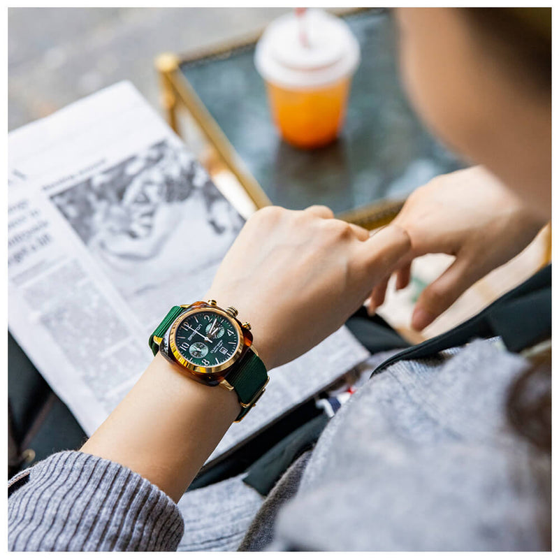 Briston Clubmaster Classic - Chrono - Gold - British Green