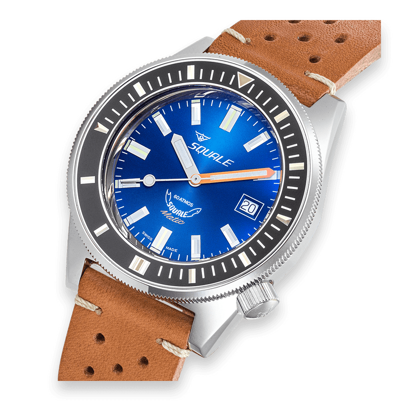 Squale Matic Dark Blue Leather Automatic Steel Watch MATICXSB.PTC