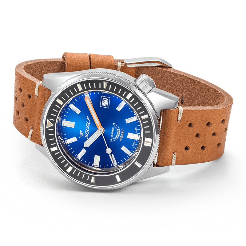 Squale Matic Dark Blue Leather Automatic Steel Watch MATICXSB.PTC