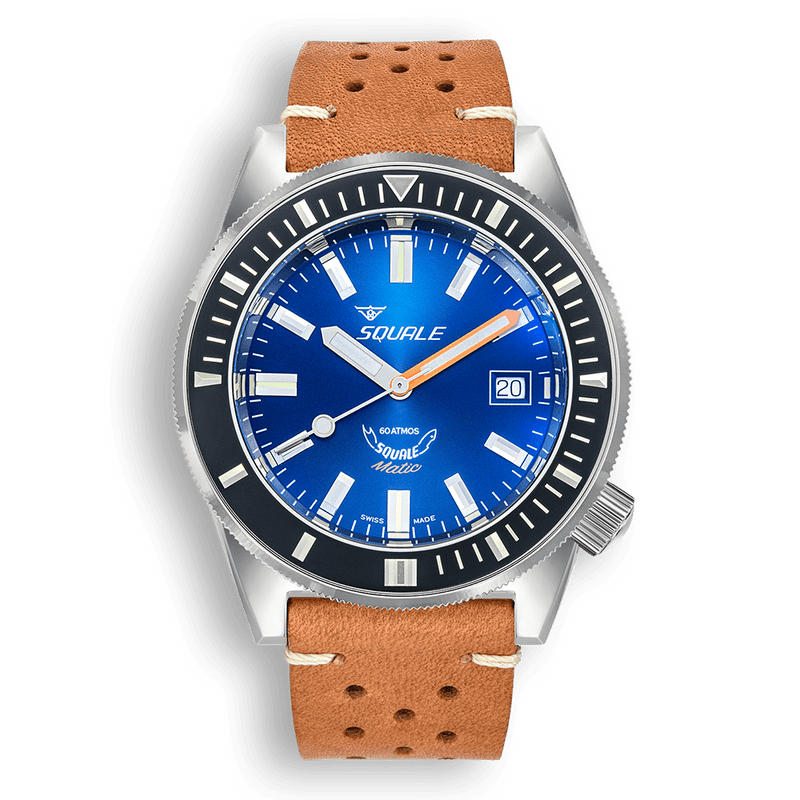Squale Matic Dark Blue Leather Automatic Steel Watch MATICXSB.PTC
