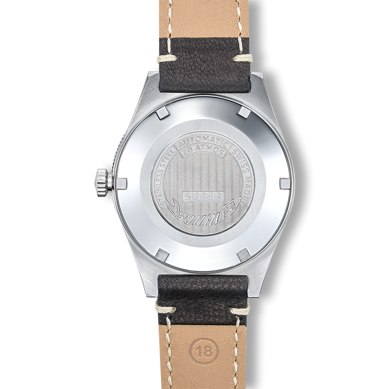 Squale Super Squale Big Arrows Black Leather Automatic Steel Watch SUPERSSABK.PN