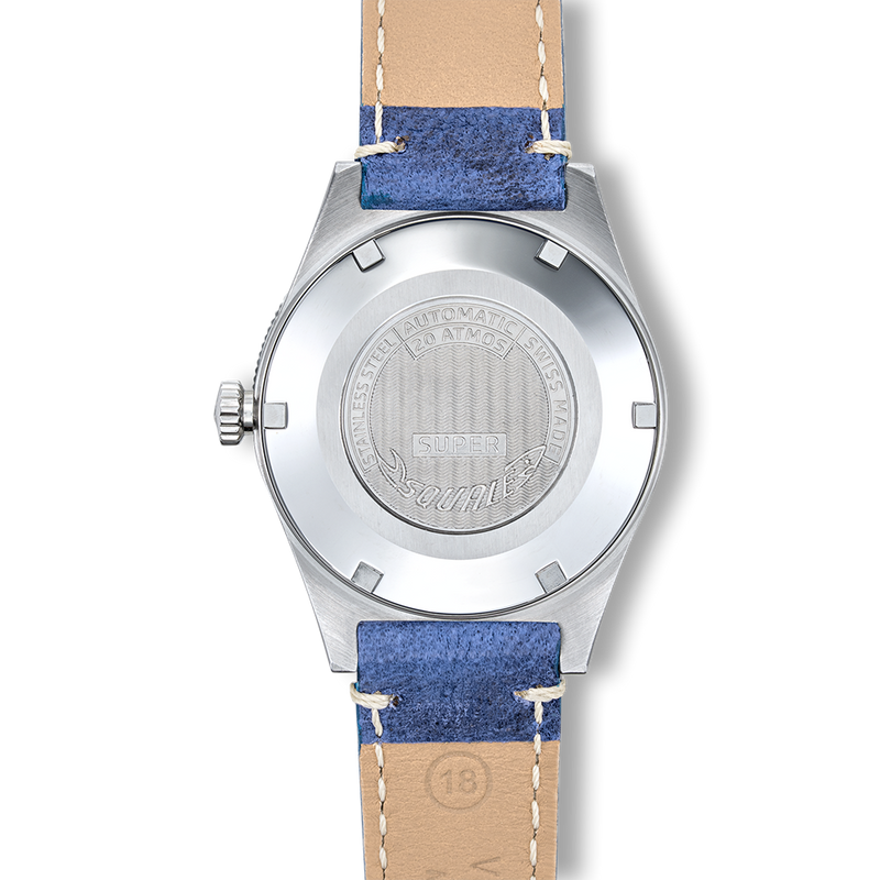 Squale Super Squale Big Arrows Blue Leather Automatic Steel Watch SUPERSSABL.PBL