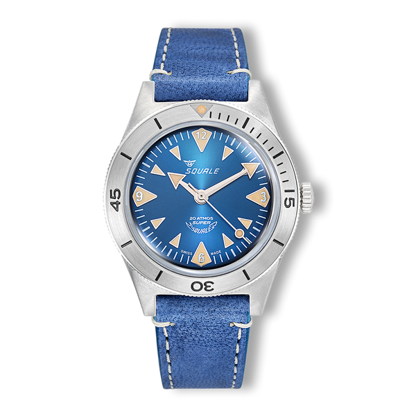Squale Super Squale Big Arrows Blue Leather Automatic Steel Watch SUPERSSABL.PBL