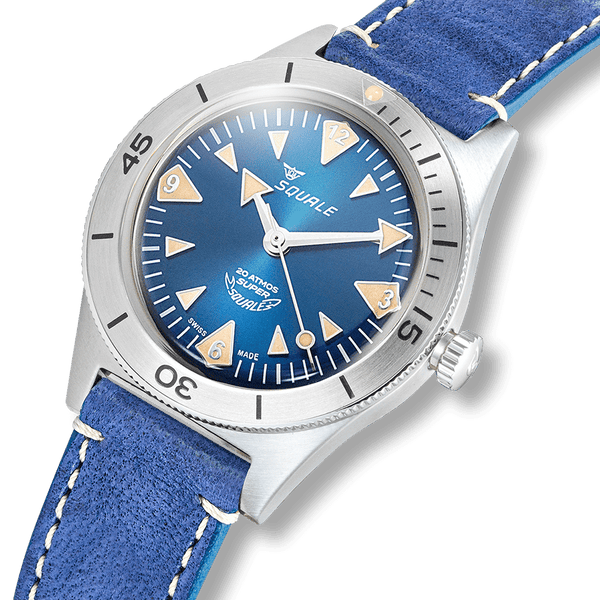 Squale Super Squale Big Arrows Blue Leather Automatic Steel Watch SUPERSSABL.PBL