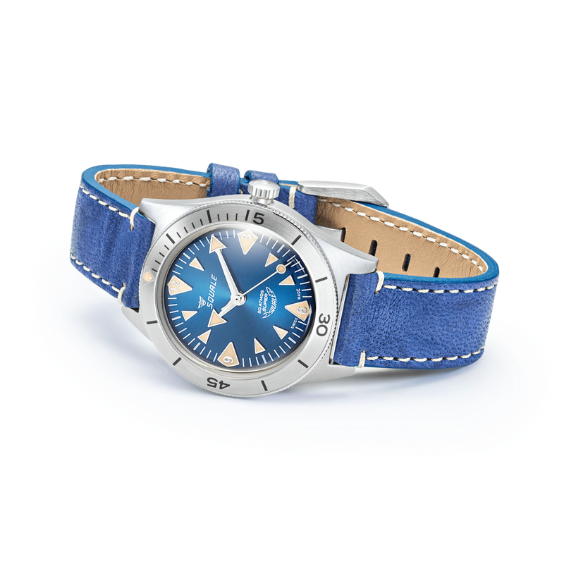 Squale Super Squale Big Arrows Blue Leather Automatic Steel Watch SUPERSSABL.PBL