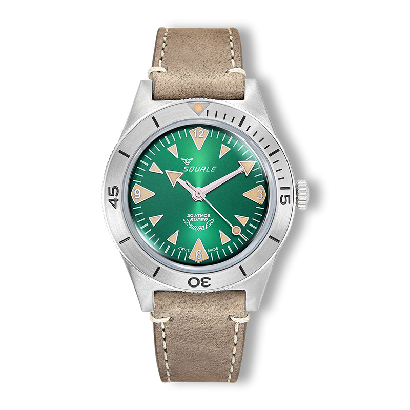 Squale Super Squale Big Arrows Green Leather Automatic Steel Watch SUPERSSAGR.PTO