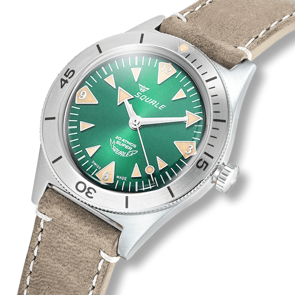 Squale Super Squale Big Arrows Green Leather Automatic Steel Watch SUPERSSAGR.PTO
