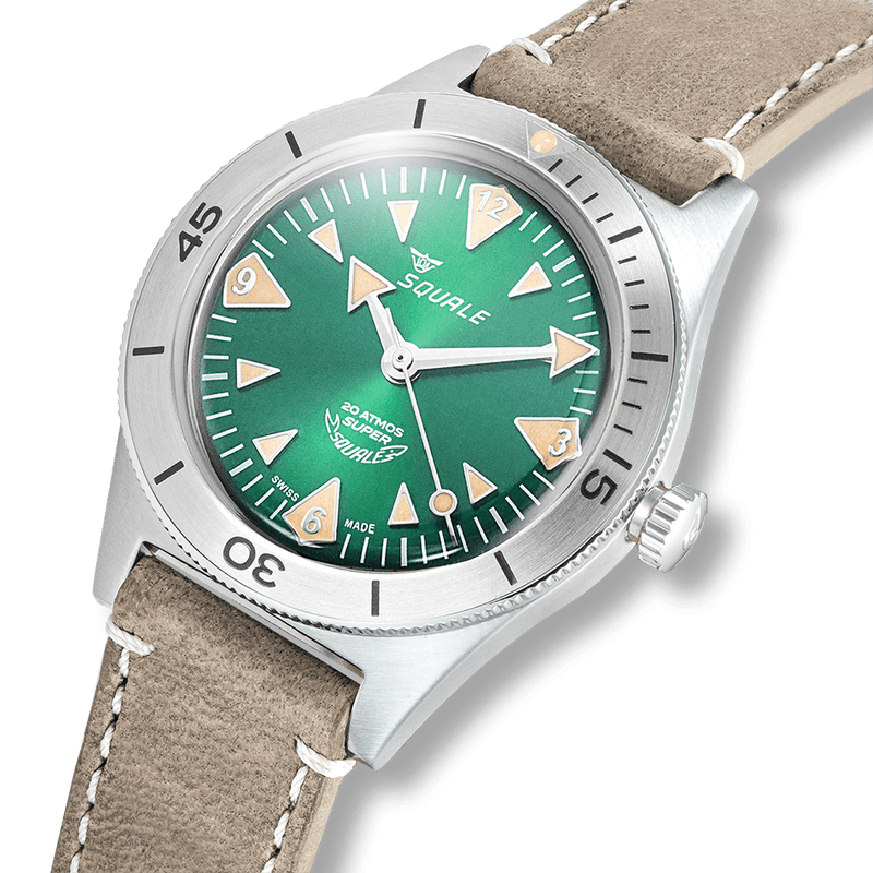 Squale Super Squale Big Arrows Green Leather Automatic Steel Watch SUPERSSAGR.PTO