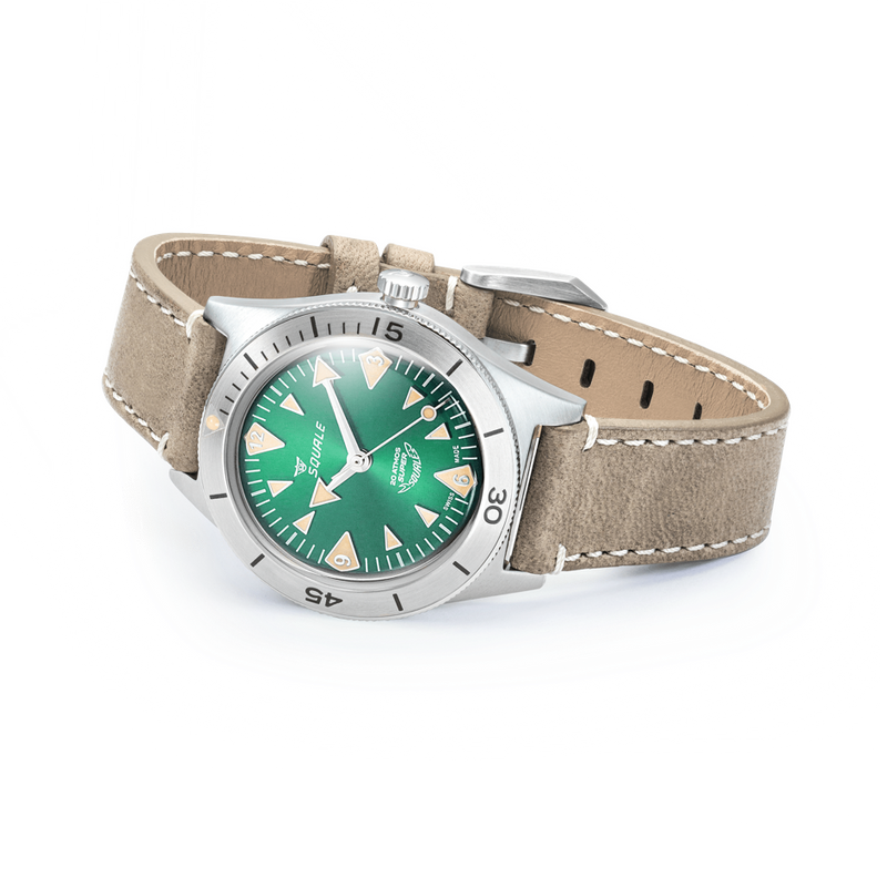 Squale Super Squale Big Arrows Green Leather Automatic Steel Watch SUPERSSAGR.PTO