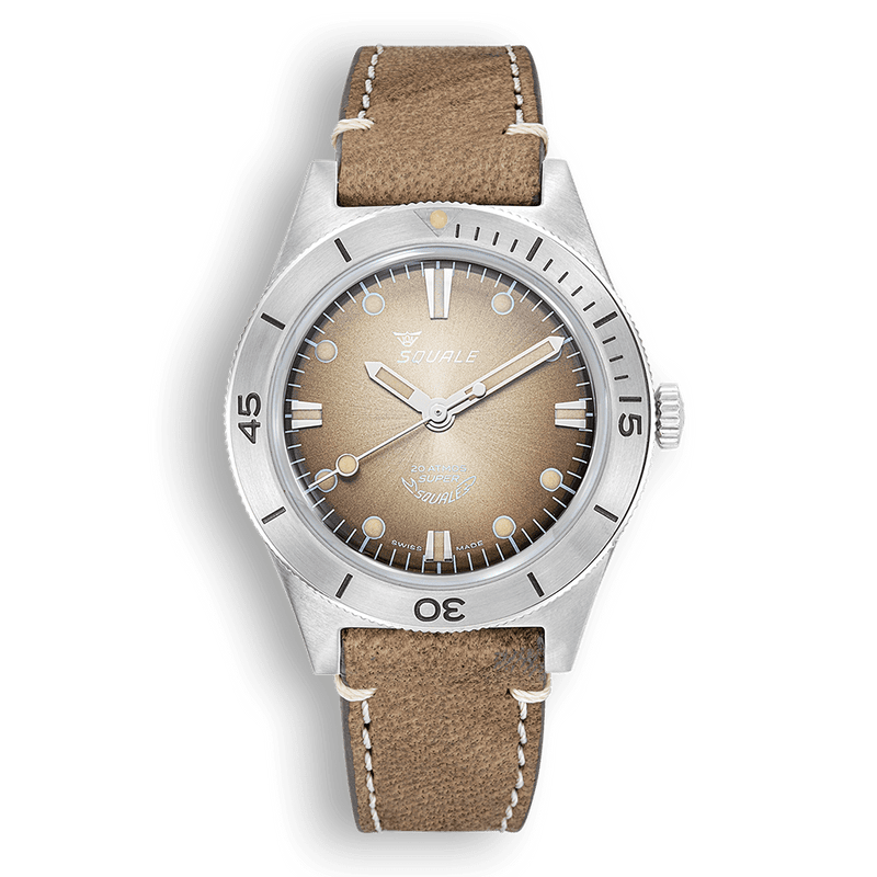 Squale Super-Squale Sunray Brown Leather Automatic Steel Watch SUPERSSBW.PBW