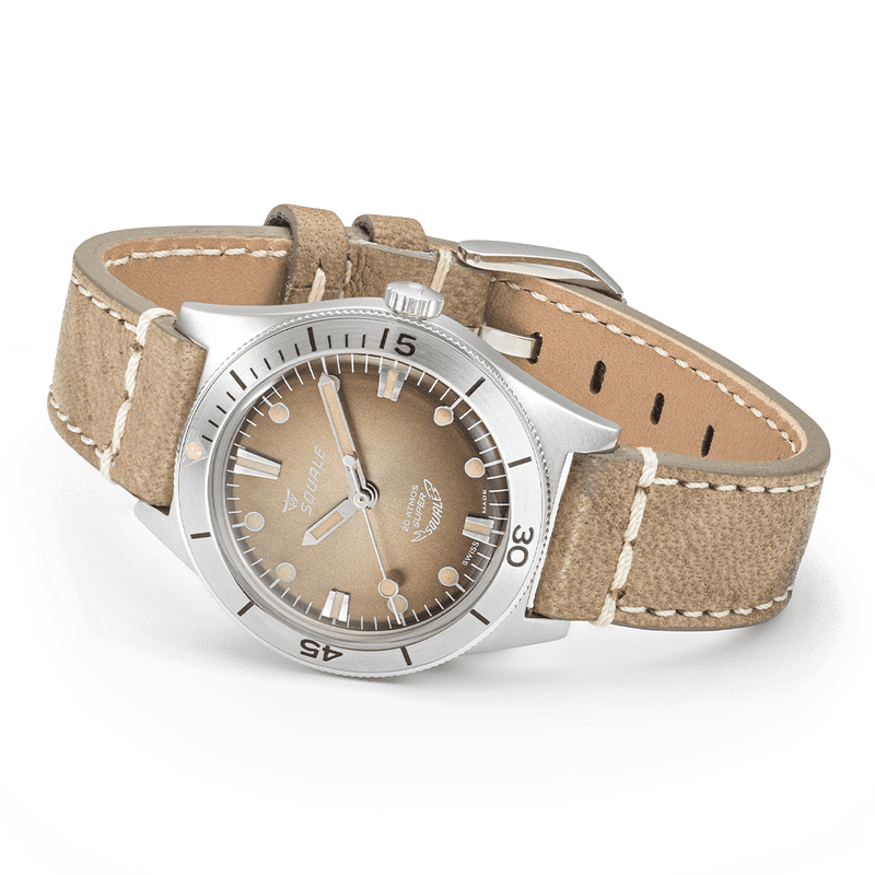 Squale Super-Squale Sunray Brown Leather Automatic Steel Watch SUPERSSBW.PBW