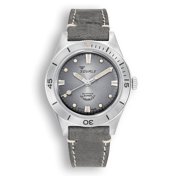 Squale Super-Squale Sunray Grey Leather Automatic Steel Watch SUPERSSG.PG