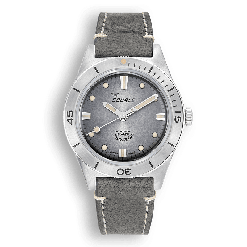 Squale Super-Squale Sunray Grey Leather Automatic Steel Watch SUPERSSG.PG