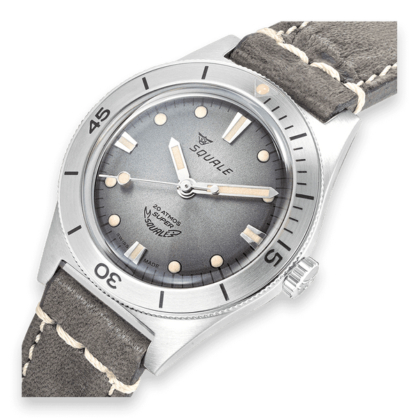 Squale Super-Squale Sunray Grey Leather Automatic Steel Watch SUPERSSG.PG