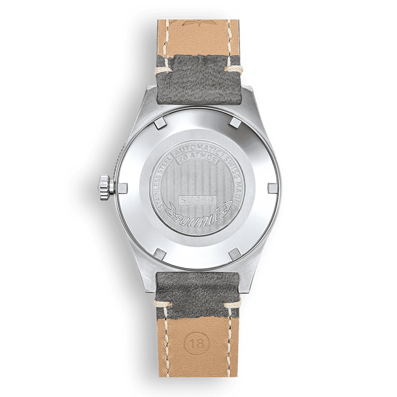 Squale Super-Squale Sunray Grey Leather Automatic Steel Watch SUPERSSG.PG