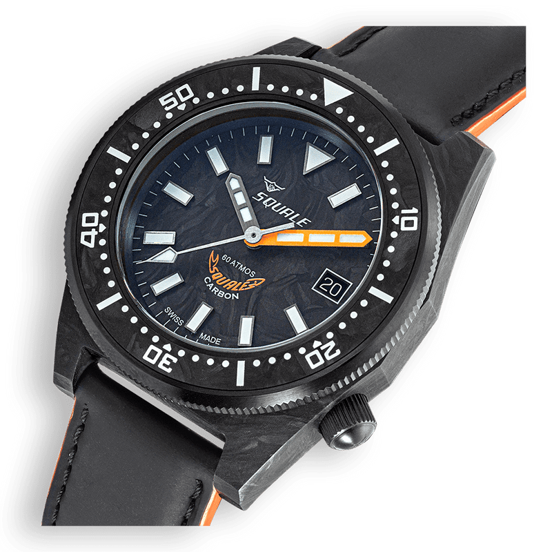 Squale T-183 Forged Carbon Orange Automatic Carbon Watch T183AFCOR.RLOR