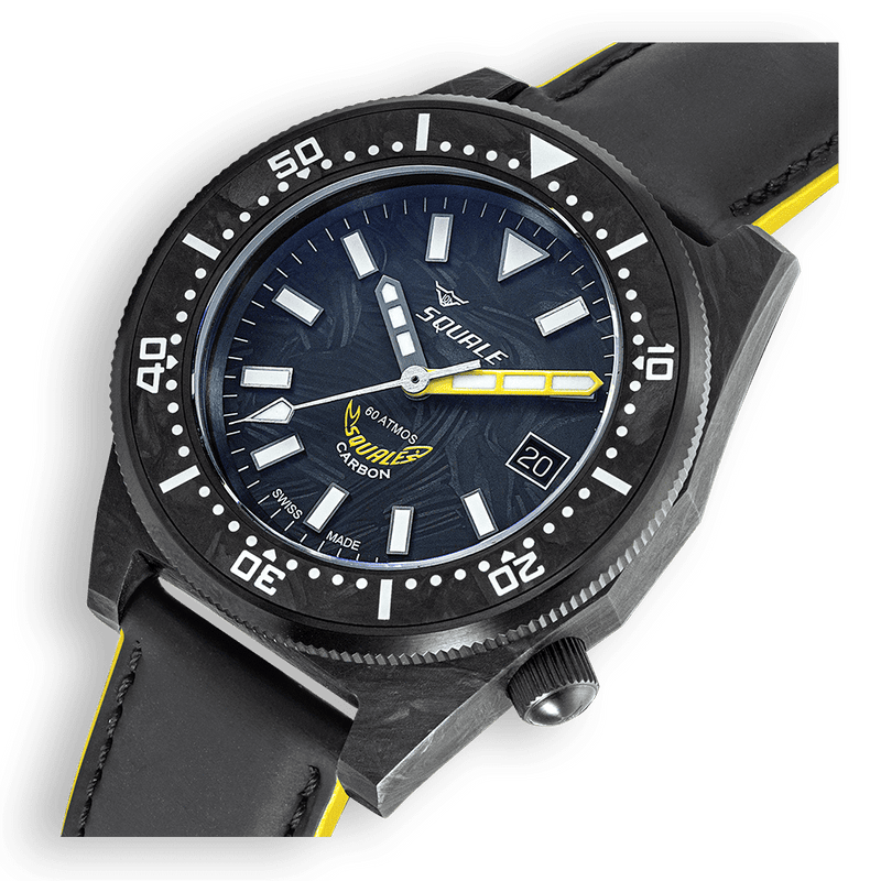 Squale T-183 Forged Carbon Yellow Automatic Carbon Watch T183AFCY.RLY