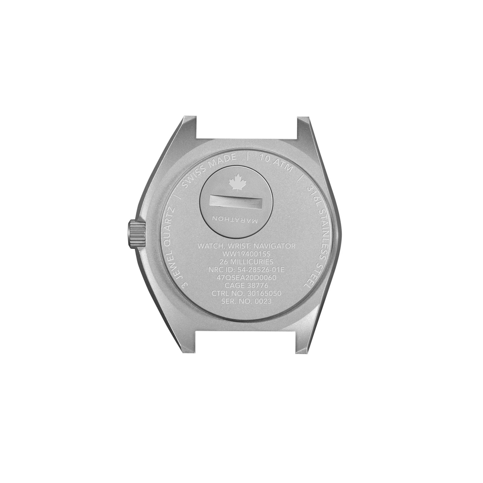 Marathon Watch 41mm Arctic Steel Navigator (SSNAV) on Black 3-Piece Ru