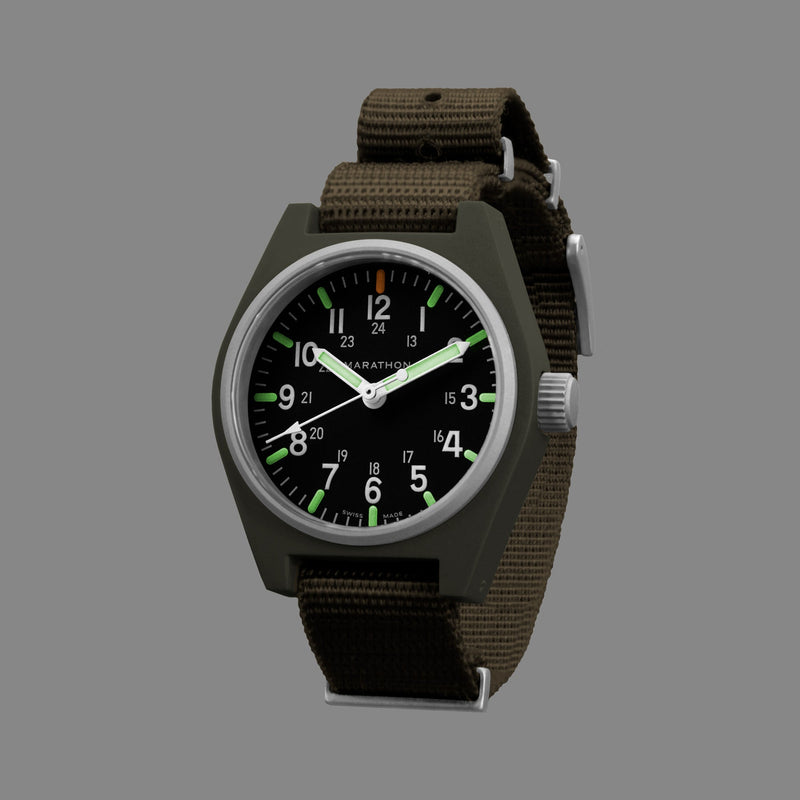 Marathon Watch 34mm Sage Green General Purpose Quartz with MaraGlo (GPQ)