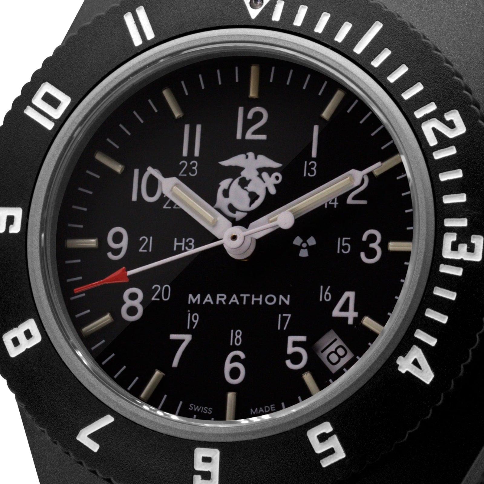 Marathon Watch 41mm Official USMC Black Pilot's Navigator with Date
