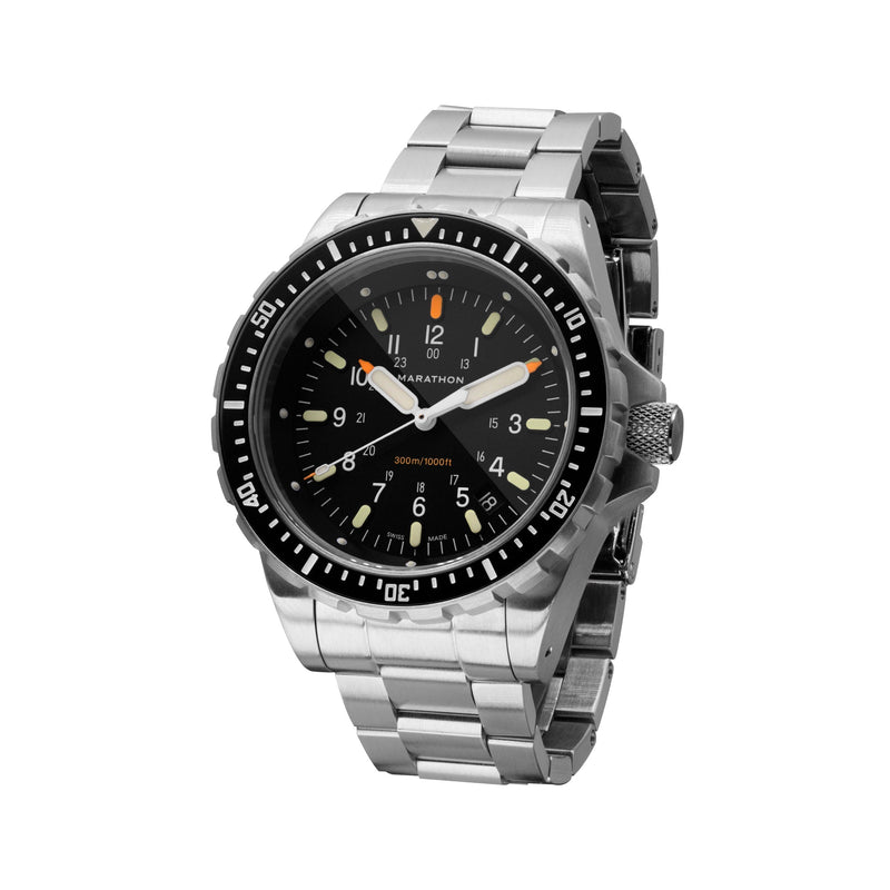 Marathon Watch 46mm Jumbo Diver's Quartz (JSAR) with Stainless Steel Bracelet