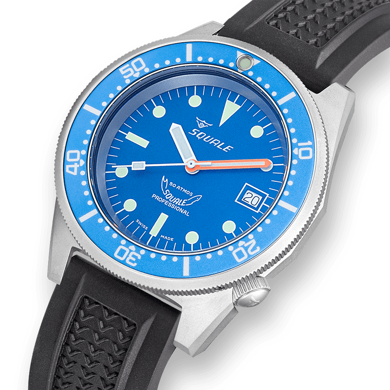 Squale 1521 Blue Blasted Automatic Steel Watch 1521BLUEBL.VO