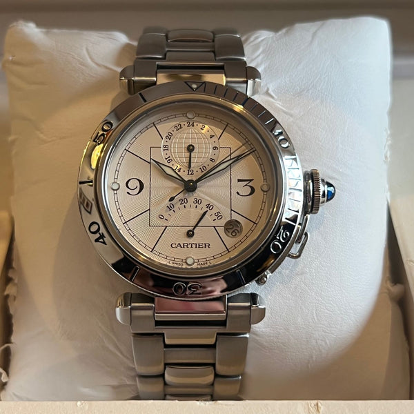 Cartier Pasha GMT Power Reserve Full Set W31037H3