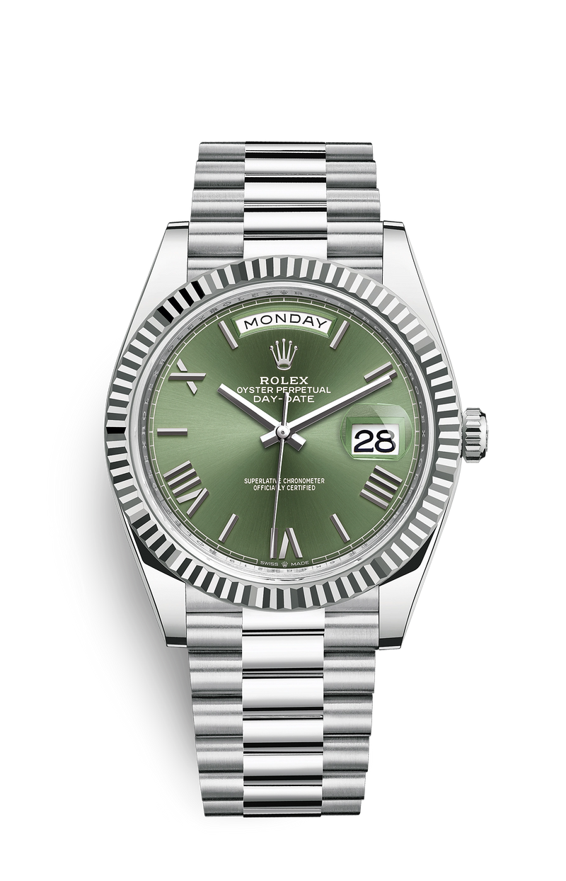 ROLEX Day-Date Platine Olive Green Dial President 228236