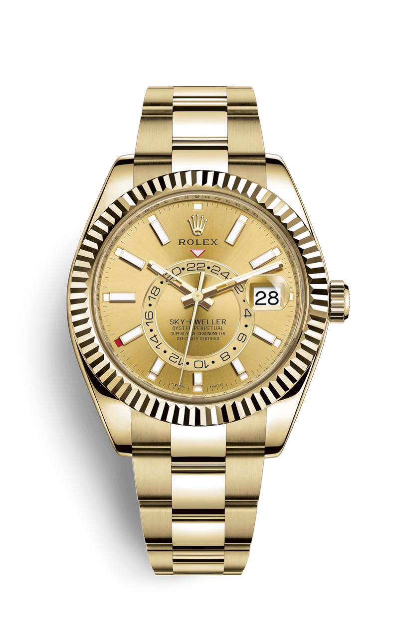 ROLEX Sky-Dweller Yellow Gold Champagne Dial Oyster 326938